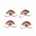 Set of 4 colorful rainbow cloud charms for DIY bracelets with enamel metal finish - Rainbow (F1103)