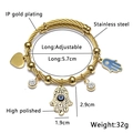 Turkish Evil Eye bracelet in IP gold plated stainless steel with Hamsa and heart charm - H-Gold Evil Hamsa Style