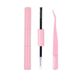 Pink dual-head eyelash brush and multifunctional tweezers tool set for DIY lash application - Pink Bond & Seal + Tweezer Set