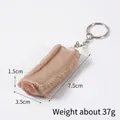 Realistic PVC braised pork rib keychain charm with detailed meat texture and metal ring - Standard Keychain / Steamed Ribs