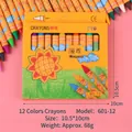 Twelve vibrant color crayons in yellow sunflower box for kids painting and drawing - Yellow Box 12 Colors