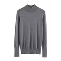 Pull en maille gris foncé à manches longues avec demi-col et boutons dorés à l'épaule - S / Gris