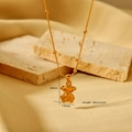 Detailed size specifications for the golden bear pendant necklace with bead chain - Teddy Bear (23WN385)