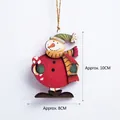 Hand-painted vintage wooden snowman ornament with red coat and cane for Christmas tree decor - Style A/Snowman with Red Hat