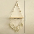 Mensola da parete in macramè intrecciata a mano con corda di cotone e legno naturale - 81x34.5cm / Bianco