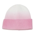 Detail of the pink gradient rib-knit texture and folded cuff on this winter beanie - M (56-58cm) / Pink Gradient