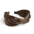 Kaffeebraunes Stoff-Stirnband mit Knotendesign und eleganter Satin-Textur-Oberfläche - Kaffeebraun