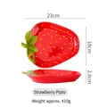 Creative strawberry shaped red ceramic plate, size 23x18cm, glossy underglaze finish - Strawberry Plate