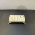Beige velvet ring display tray with gold base and 8 rows for jewelry presentation - Cream Acrylic Ring Display Tray