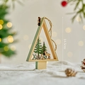 Mini albero di Natale in legno decorazione da tavolo con cervo e scritta XMAS - Stile Renna di Natale