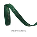 Dark green Merry Christmas 10mm grosgrain ribbon with gold lettering for gift wrapping - Dark Green Grosgrain with Gold Merry Christmas (Style 2) / 1.0cm Wide x 5 Yards