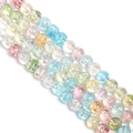Macro detail of multicolored crackle glass beads with floral texture for DIY jewelry - Macaron Floral Round Bead