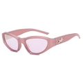 Retro Y2K punk pink cat-eye sunglasses with silver star decor and purple lenses - Pink Frame / Pink Lens