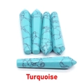 Polished hexagonal turquoise crystal pendants with unique black matrix vein patterns - Turquoise / 10*50mm