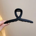 Matte black large plush claw clip with a classic spiral design for thick hair - Large Square Style / 12.5cm / Gray
