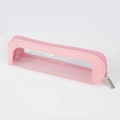 Astuccio per pennelli rosa con finestra trasparente e cerniera in metallo - Borsa Portaoggetti Trasparente Triangolare (Rosa)
