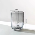 U-shaped ripple glass vase in gray finish with dimensions 13cm wide and 18.5cm tall - Small / Smoke