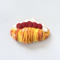 3D realistic croissant fridge magnet with white cream and red fruit topping decoration - Ham Croissant