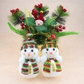 Set of two white knitted Christmas snowman ornaments with sparkling sequin scarves and hats - 2Pcs Knitted Snowman Ornaments With Colorful Sequins Scarf