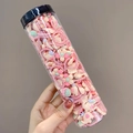 Pastel colorful children elastic hair ties with cute charms in a clear tube container - Random Mixed Style (10#) / 20-Piece Set