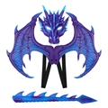 Disfraz de dragón para niños con máscara, alas y cola en azul y púrpura para fiestas cosplay - Azul y Púrpura