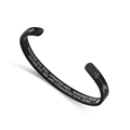 Matte black stainless steel open bangle engraved with inspirational mother quote - Mother Black (B1021)