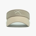 Beige sun visor hat with stylish white bow detail and light quick-dry material - One Size(Adjustable) / Khaki