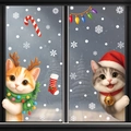 Christmas window decals with cute cats in reindeer antlers and Santa hats for decor - Set of 2 BQ630+631