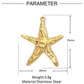 Technical dimensions of the 35mm golden starfish pendant made of high-quality stainless steel - Natural Starfish Pendant (VG968)