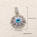 Silver evil eye sunburst pendant with white zircons and blue enamel detailing - Silver Pave Sun Eye (A0822)