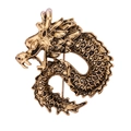 Vintage golden dragon brooch with intricate scale textures and retro oxidized finish - Antique Gold