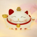 Traditional ceramic Maneki Neko statue with gold ingot and auspicious symbols - SJ0005-2 Wealth Ashtray
