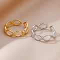 Adjustable cross-woven open rings in gold and silver finish with zircon accents - Cross Woven Infinity Zirconia
