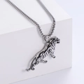 Gothic style tiger head pendant necklace in vintage silver stainless steel finish - Steel Color Pendant (With 3.5mm*60cm Chain)