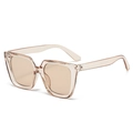Oversized champagne transparent square sunglasses with light brown lenses for women - Light Tea Frame Tea Lens
