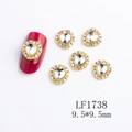 Dije para uñas en forma de corazón dorado LF1738 con cristal y pedrería de 9,5 mm - Estilo de Corazón Transparente (1738)