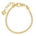 Gold plated snake chain bracelet featuring a solid heart pendant and adjustable lobster clasp - Gold Snake Chain (Heart Extension)