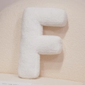 Letter F plush alphabet pillow in white teddy fleece fabric for home decor - Letter F