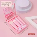 Pink 5-piece portable travel makeup brush set with mirrored case and gradient bristles - Pink