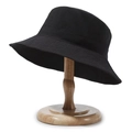 Sombrero de pescador negro plegable para protección solar en un soporte de madera - Ajustable / Negro