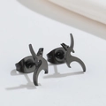 Detail of matte black stainless steel dragon earrings showing sharp animal contours - 507 Animal / Black