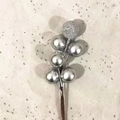 Silver artificial berry pick with glitter decorative beads for wedding favors - Silver