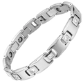 Silver 316L stainless steel magnetic pyramid bracelet with cubic zirconia diamonds - Male Style / Silver