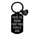 Schwarzer Schlüsselanhänger aus Edelstahl mit Gravur und Herz-Anhänger als Geschenk - Schwarz Army Tag-Don't punch people