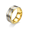 8mm minimalist two-tone silver and gold stainless steel men's ring with brushed finish - Gold