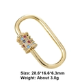 Golden oval screw clasp with colorful gemstones for necklace and bracelet jewelry - Style 70 (Gold Multi-color Zircon Oval Clasp)