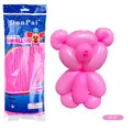 Matte rosa Modellierballons im 100er Set inklusive einer fertigen Bärenfigur aus Latex - 100 Stk/Packung / Mattrosa