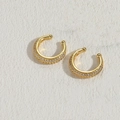 Polsino auricolare a C dorato con pavé di zirconi bianchi in stile minimalista - Oro 14K Zircone Bianco