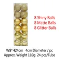 24-piece set of 4cm golden Christmas balls in shiny, matte, and glitter finishes - 4CM Gold (24pcs)