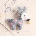 Handmade gray wool felt deer ornament with pink dots and 8cm height for festive decor - Spotted Deer-Grey